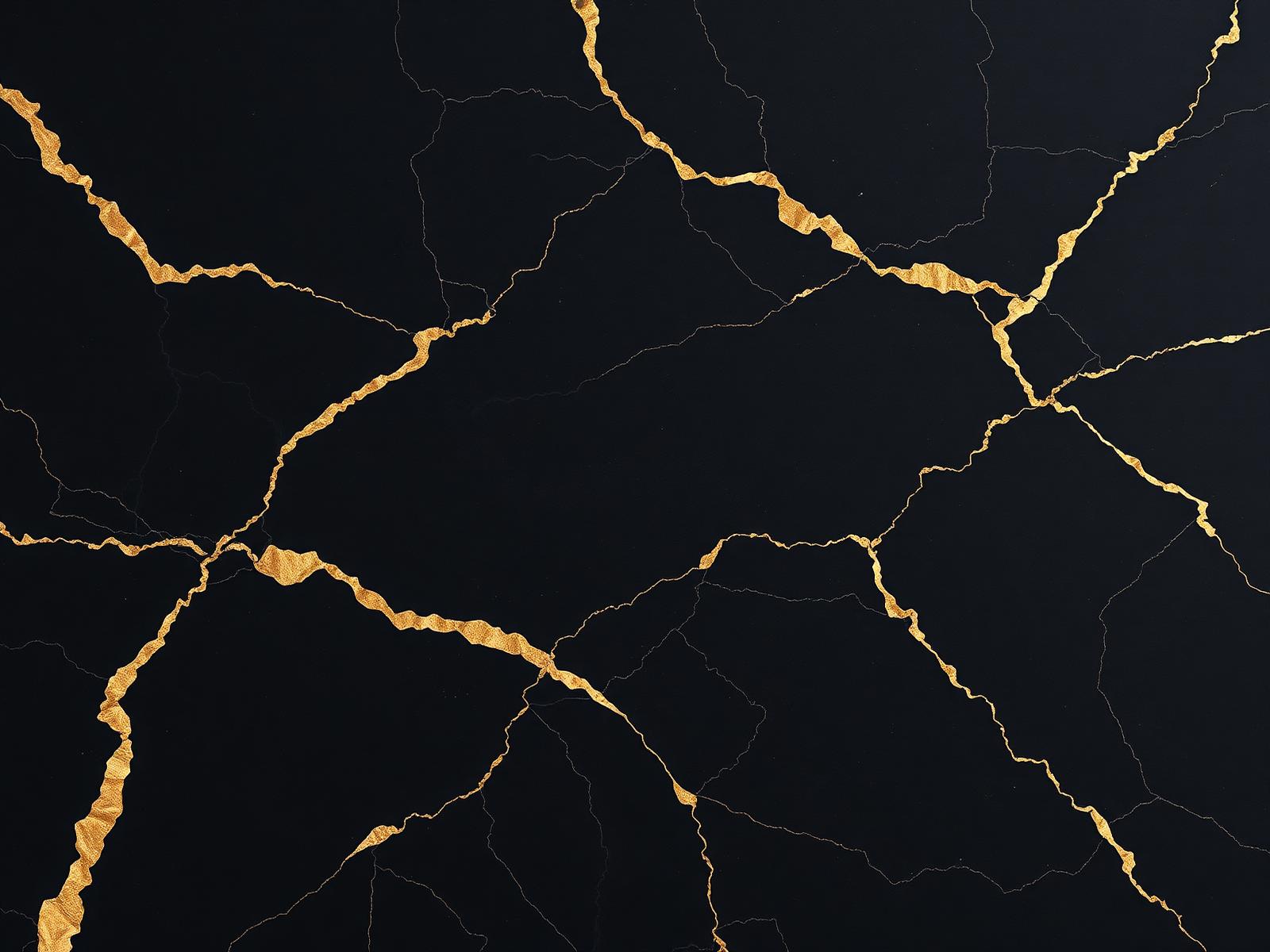 Matte black surface with champagne gold veining